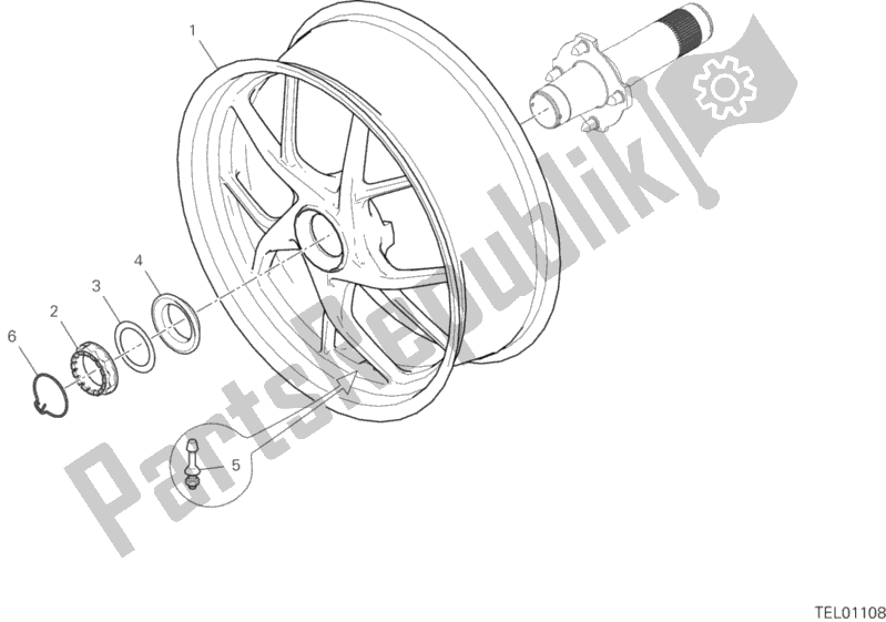 Todas as partes de Roda Traseira do Ducati Multistrada 1260 S Touring USA 2019